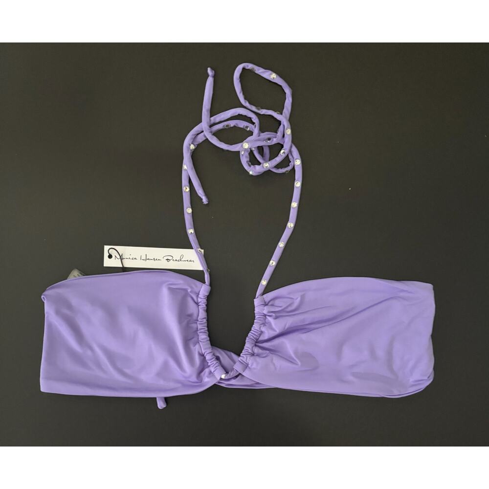 Monica Hansen Beachwear NWT Purple Bikini Top‎ with Crystal Size Small